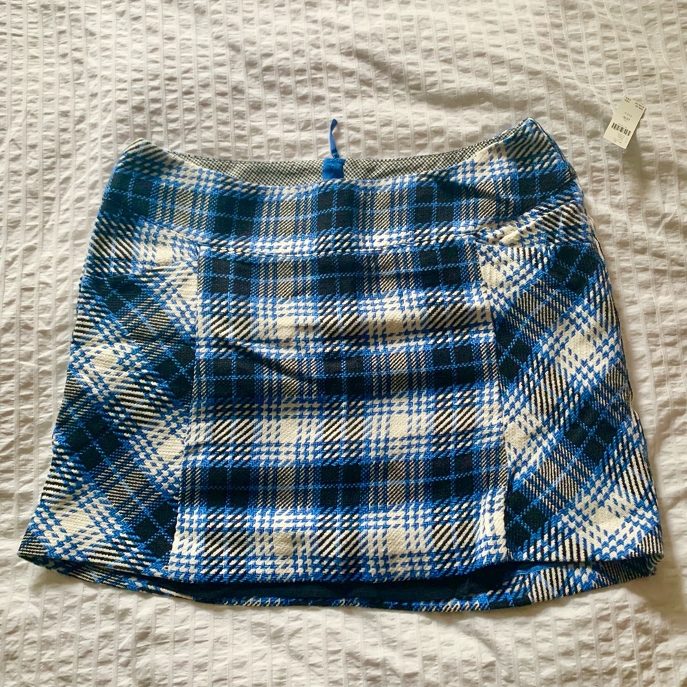 Sz 18w Maeve blue plaid mini skirt